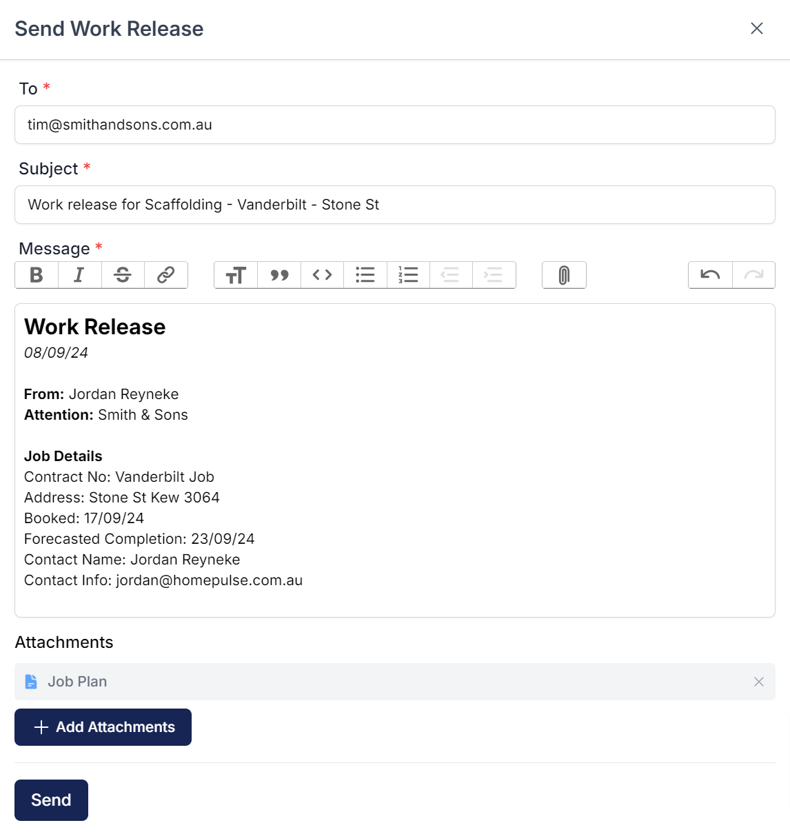 Automated Work Releases